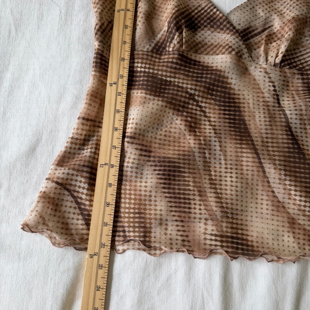 Y2K Abstract Swirl Sheer Camisole V-Neck Indie Sleeze Lettuce Edge Fairy Top - Picture 5 of 6